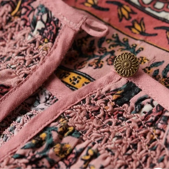 NWOT Superdry Smocked Long Sleeve Peasant Top Size 4 Mixed Print - Picture 4 of 9